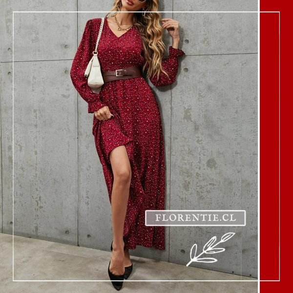 vestido otoño invierno rojo largo Charlotte Florentie