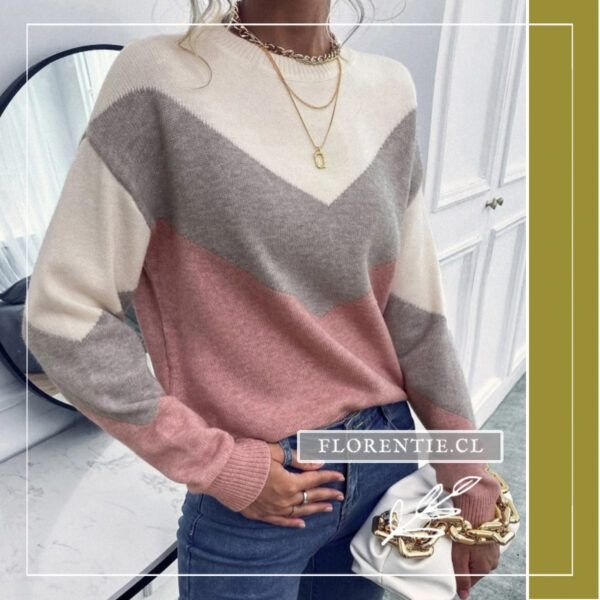 Chaleco otoño invierno beige gris rosado cuello polo Visa Florentie