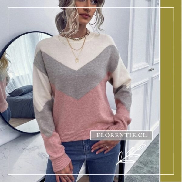 Chaleco otoño invierno beige gris rosado cuello polo Visa Florentie