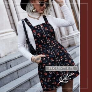 Vestido otoño invierno floral cierre corto jumper negro Moss Florentie