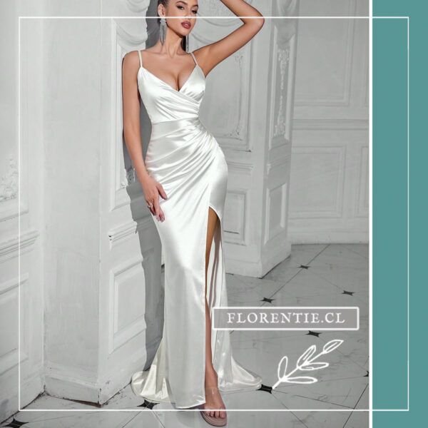 Vestido novia civil matrimonio satin blanco