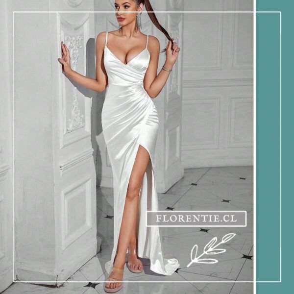 Vestido novia satin matrimonio civil blanco