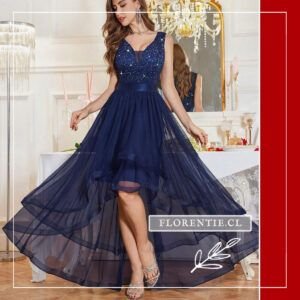 Vestido azul fiesta asimétrico