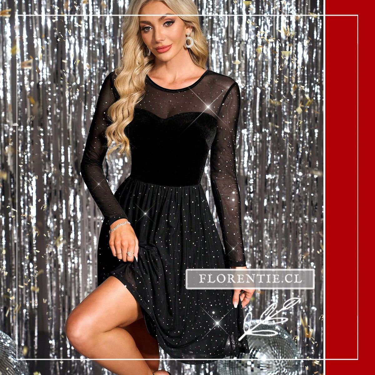 Vestido negro brillante corto Bond