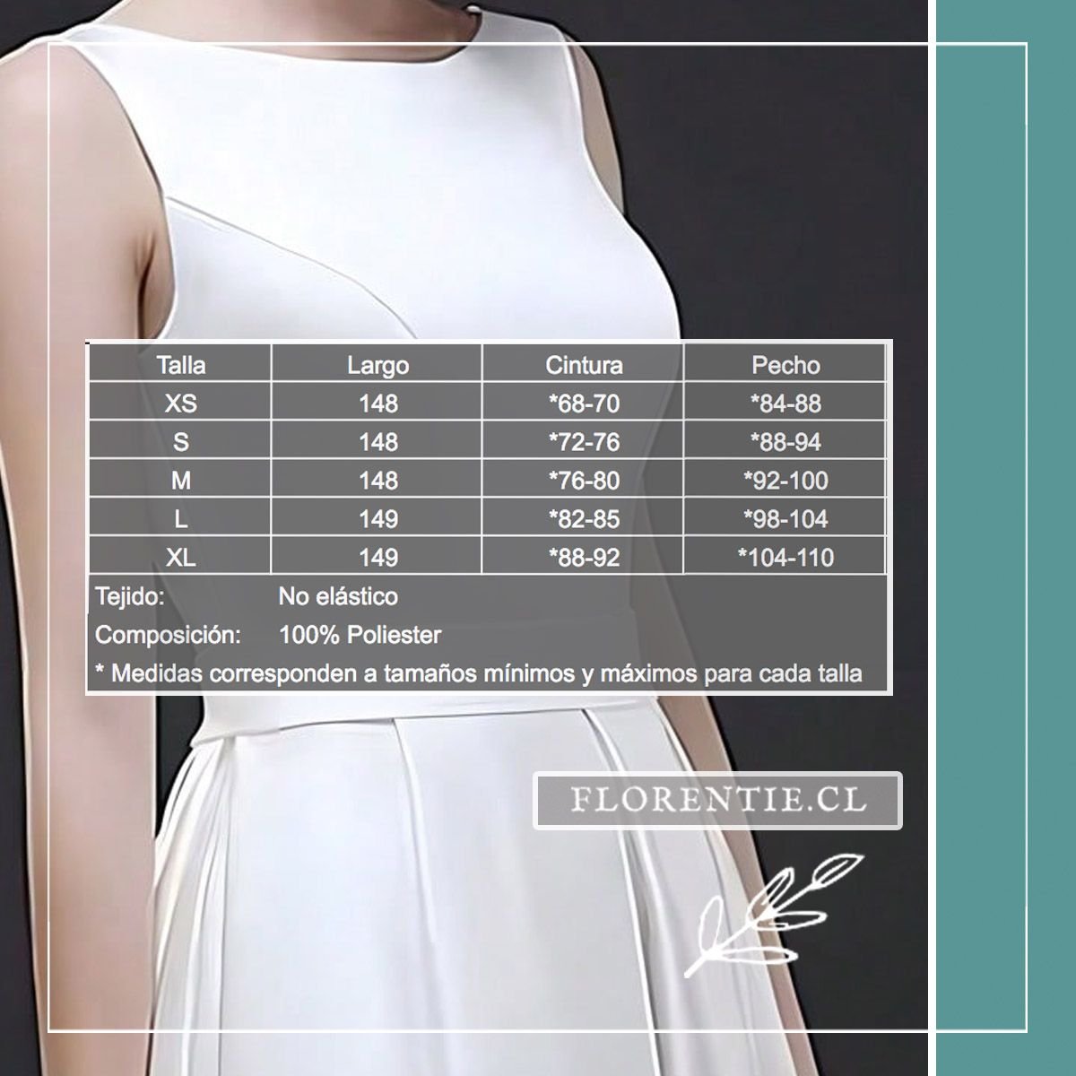 Medidas vestidos novia civil Beatrice