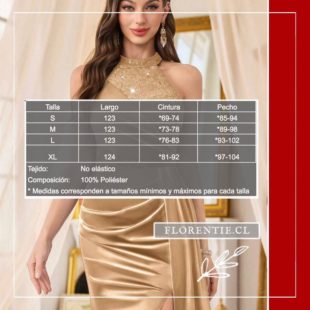 Medidas vestido dorado