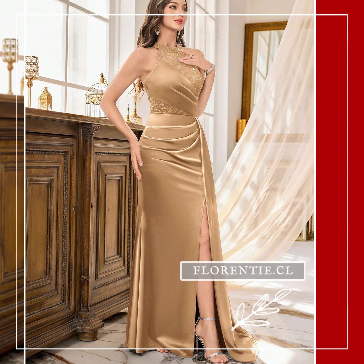 Vestido dorado largo