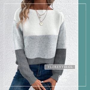 Chaleco mujer gris blanco