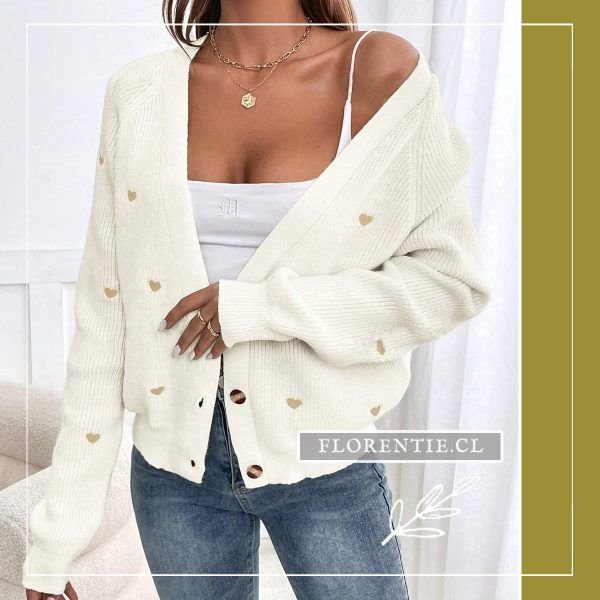 Cardigan mujer blanco corto