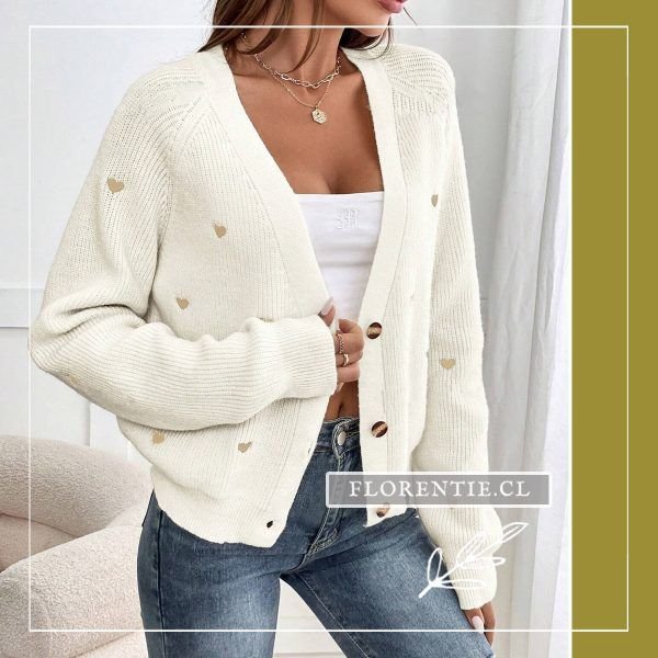 Cardigan mujer blanco corto invierno