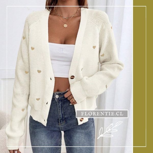 Chaleco tipo cardigan mujer blanco corto