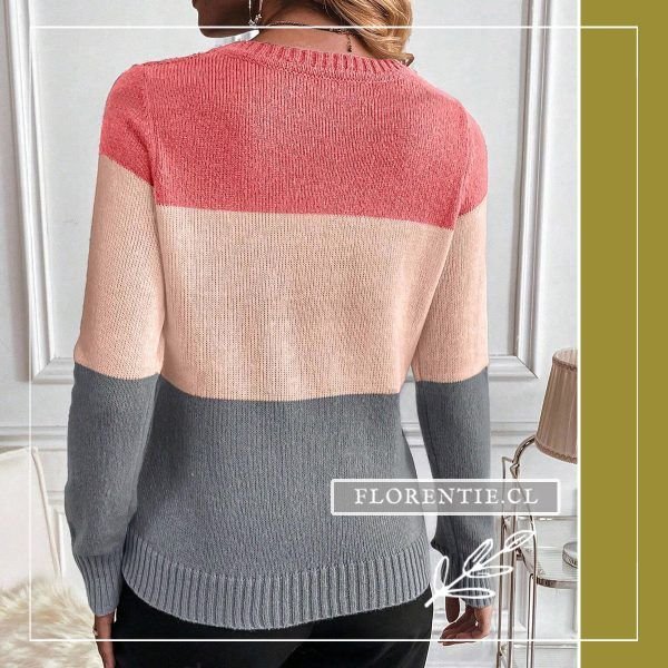 Espalda sweater mujer rosado gris