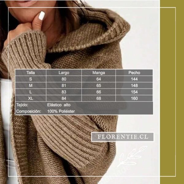 Medidas cardigan mujer color tabaco