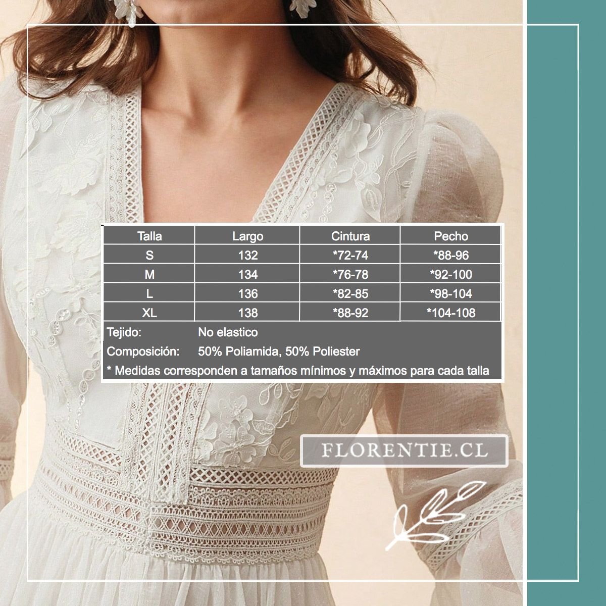 Medidas vestido novia civil Clara