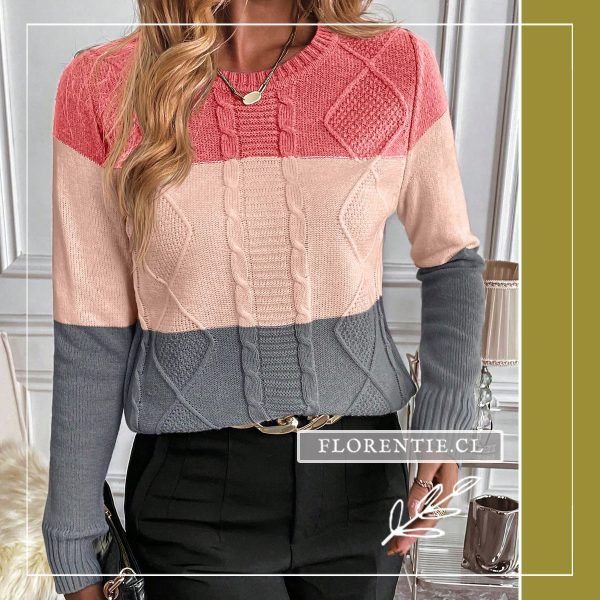 Sweater corto color gris rosado