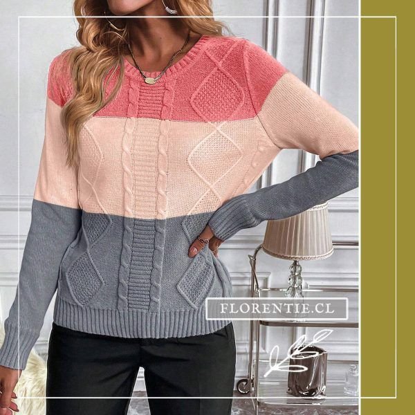 Sweater corto invierno gris rosado