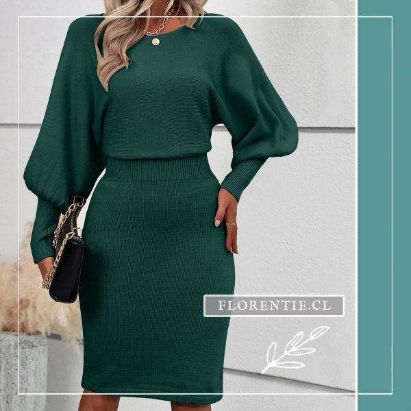 Vestido elegante lana verde