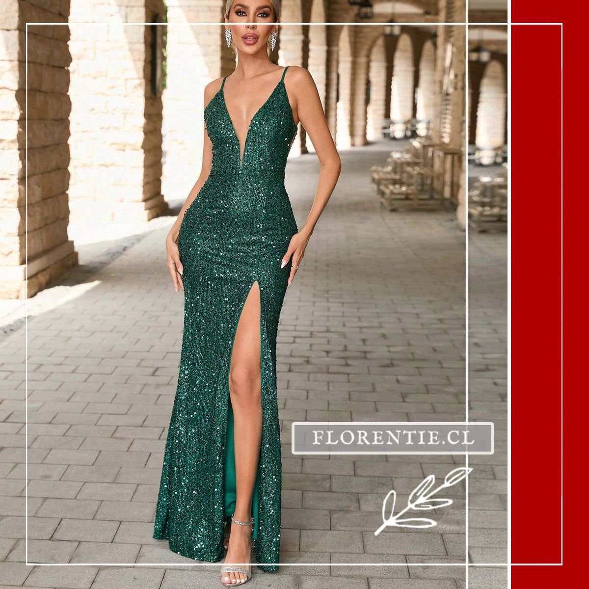 Vestido verde elegante largo