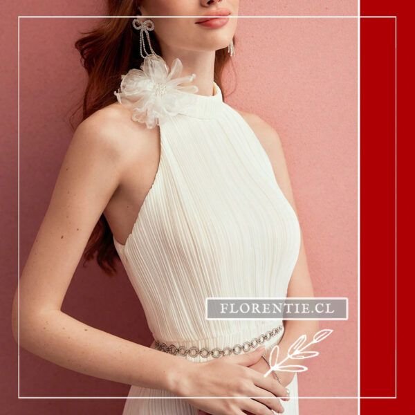 Detalle body vestido fiesta color crema