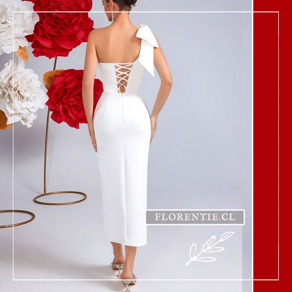 Espalda vestido blanco un solo hombro