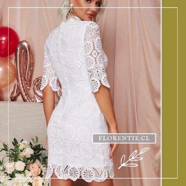 Espalda vestido midi novia civil encaje blanco