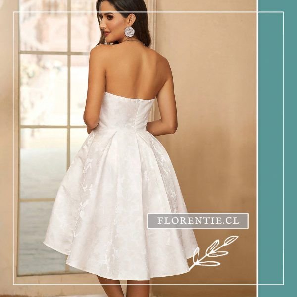 Espalda vestido novia civil raso labrado blanco