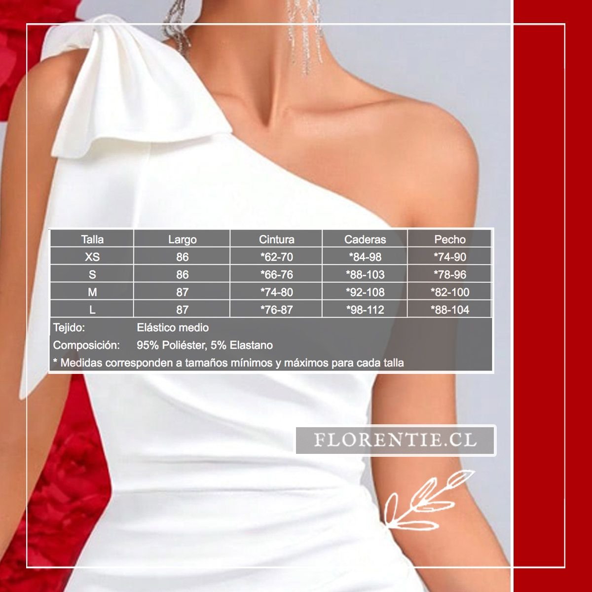 Medidas vestido blanco un solo hombro