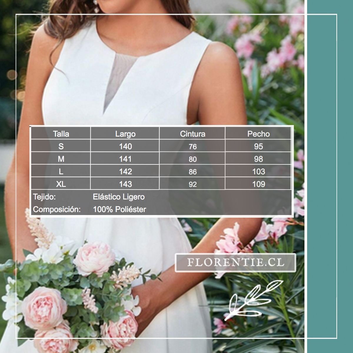 Medidas vestido novia civil Crystal