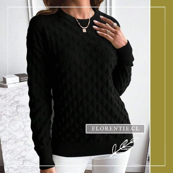 Sweater ajustado negro relieve