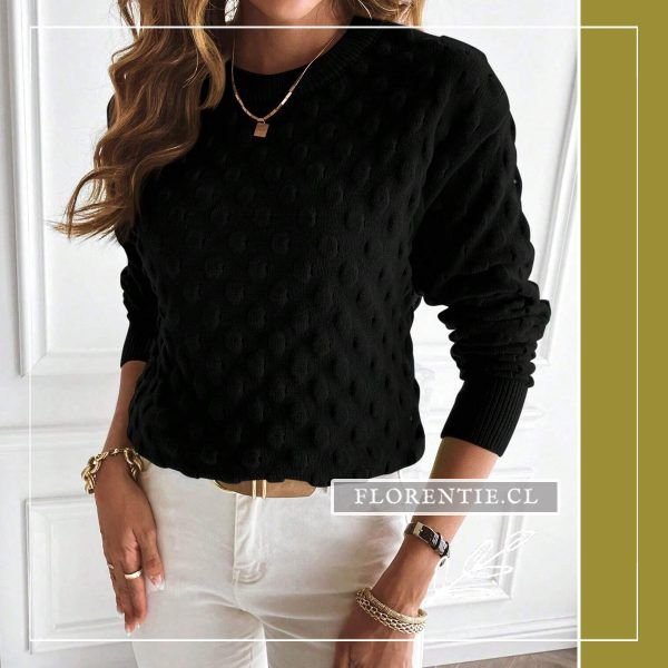 Sweater relieve ajustado negro