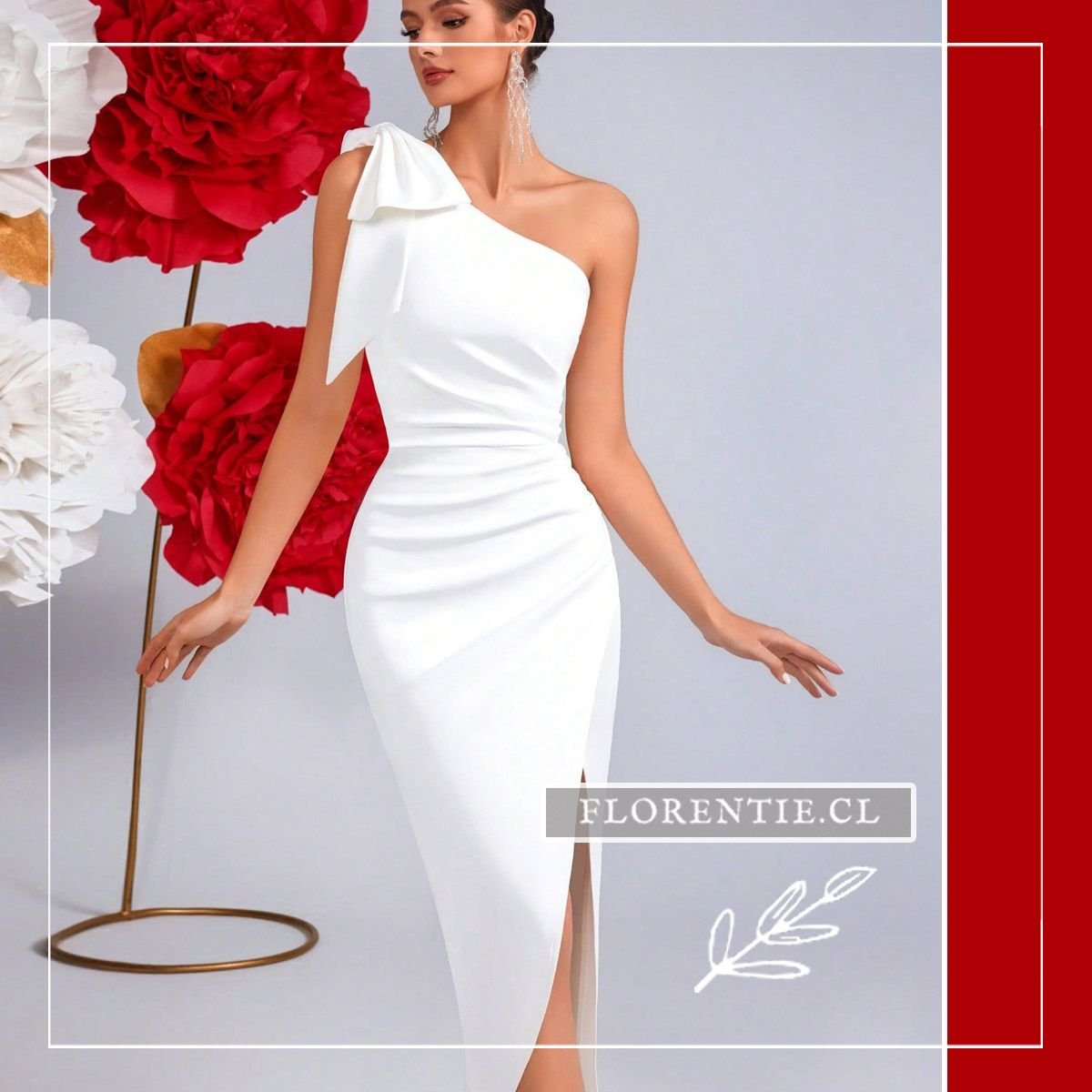 Vestido blanco ciivl un hombro