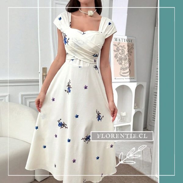 Vestido blanco con estampado de flores