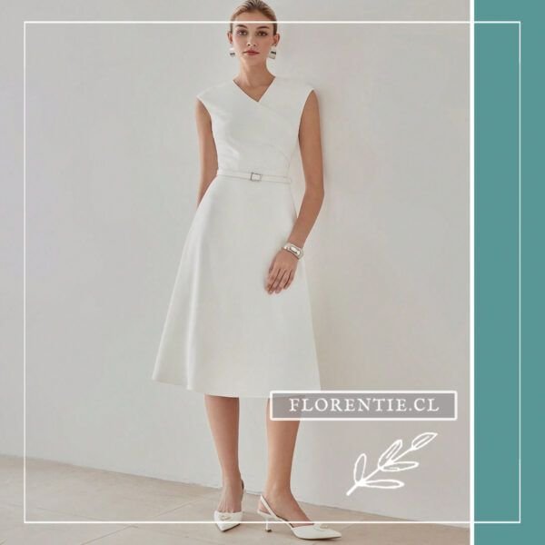 Vestido blanco cruzado matrimonio civil