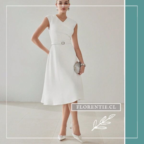 Vestido blanco escote cruzado