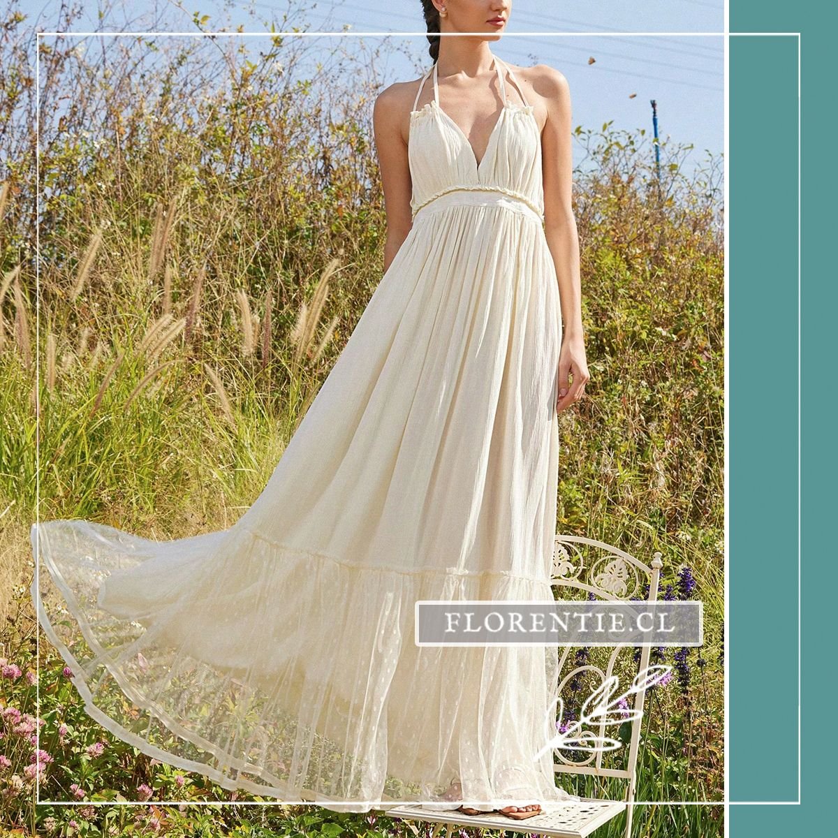 Vestido blanco hippie mujer