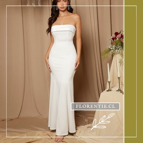 Vestido blanco novia civil corte sirena