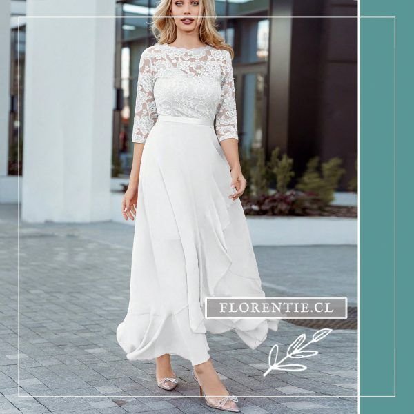 Vestido blanco para novia civil falda asimétrica