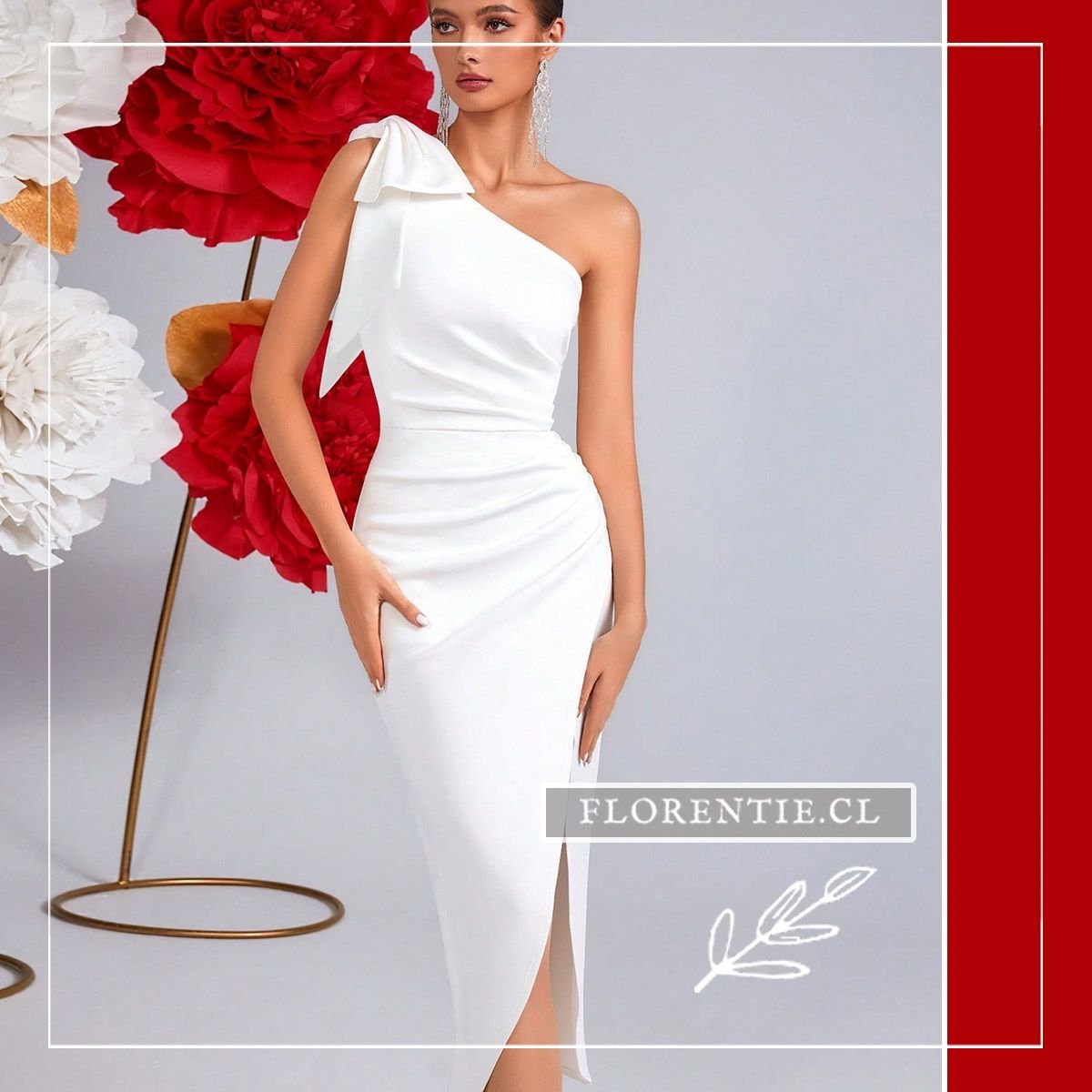 Vestido blanco un hombro descubierto