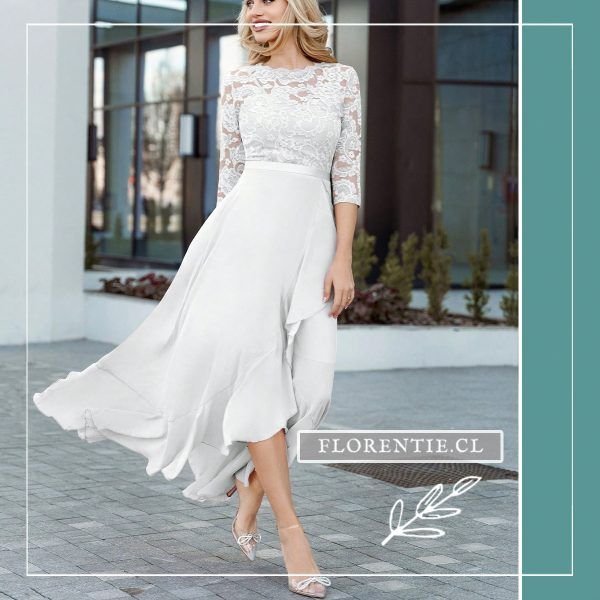 Vestido de novia civil falda asimétrica blanco