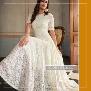 Vestido encaje color crema Rebeca