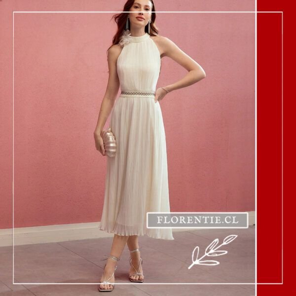 Vestido fiesta color crema