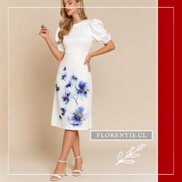 Vestido midi flores azules