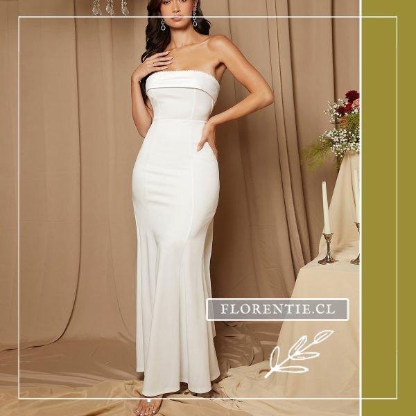 Vestido novia civil blanco corte sirena