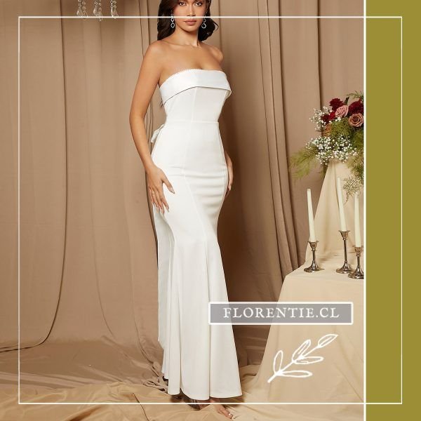 Vestido novia civil blanco escote strapless corte sirena