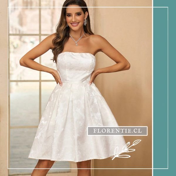 Vestido novia civil blanco raso labrado