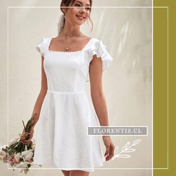 Vestido novia civil estilo romántico blanco