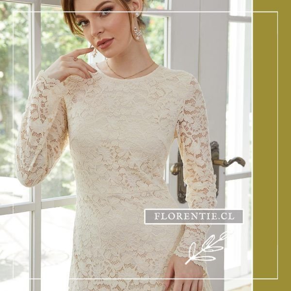 Vestido novia civil romántico encaje blanco