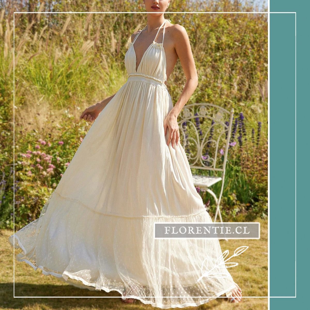 Vestido novia hippie encaje