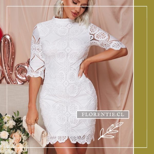 vestido blanco midi novia civil encaje