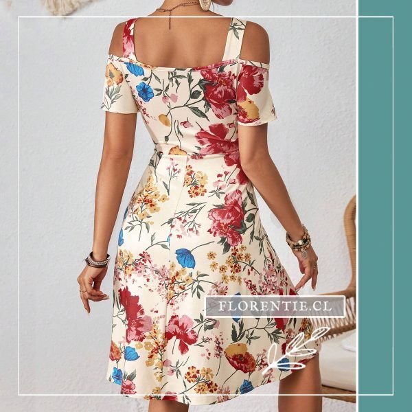 Espalda vestido crema con flores